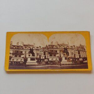 ANTIQUE STEREOGRAPH CARD Palace of Victories Statue of Louis XIV
